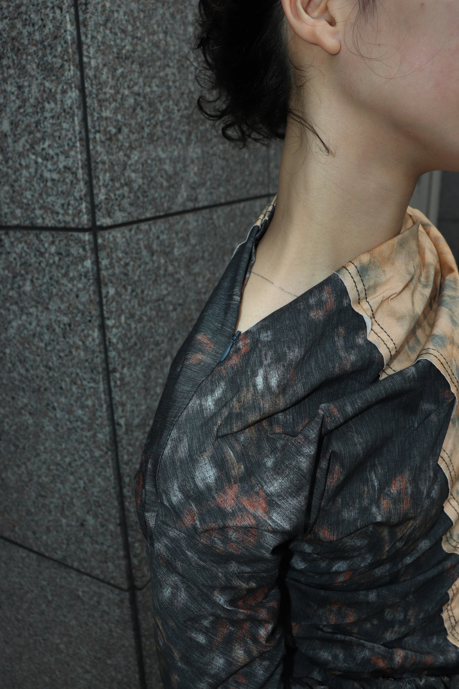 GANNI  Printed Stretch Cotton Ruched Top