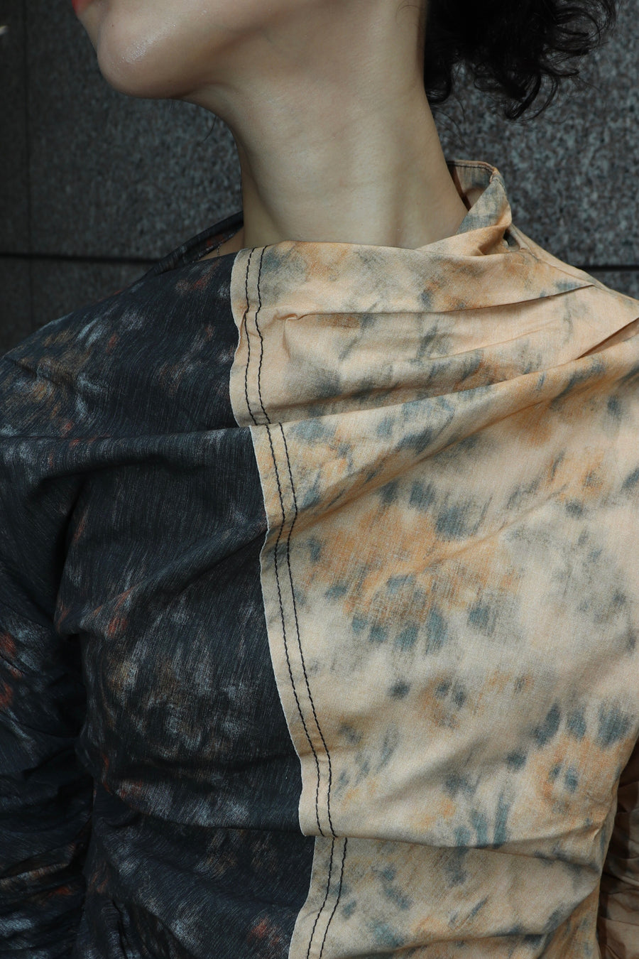 GANNI  Printed Stretch Cotton Ruched Top