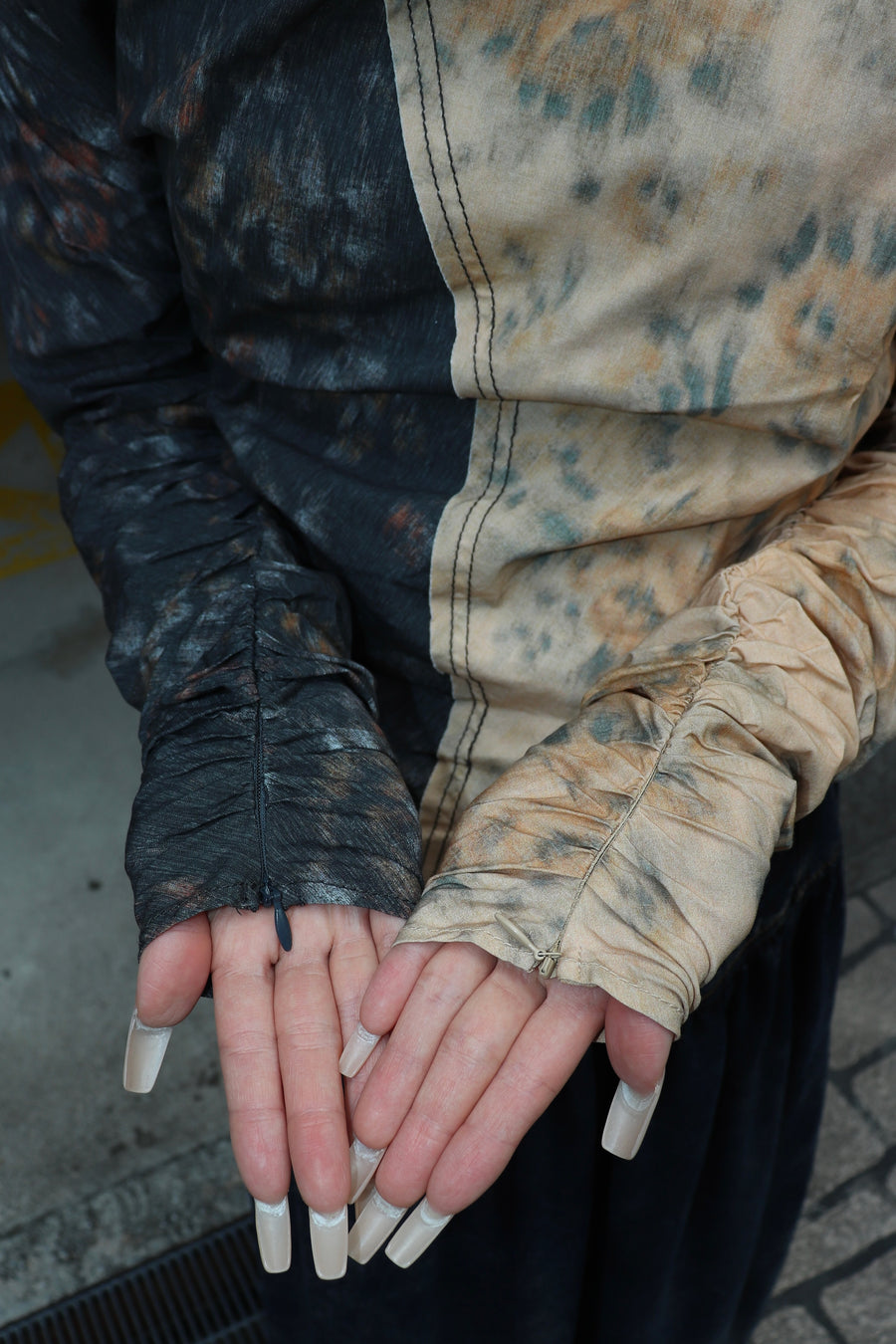 GANNI  Printed Stretch Cotton Ruched Top