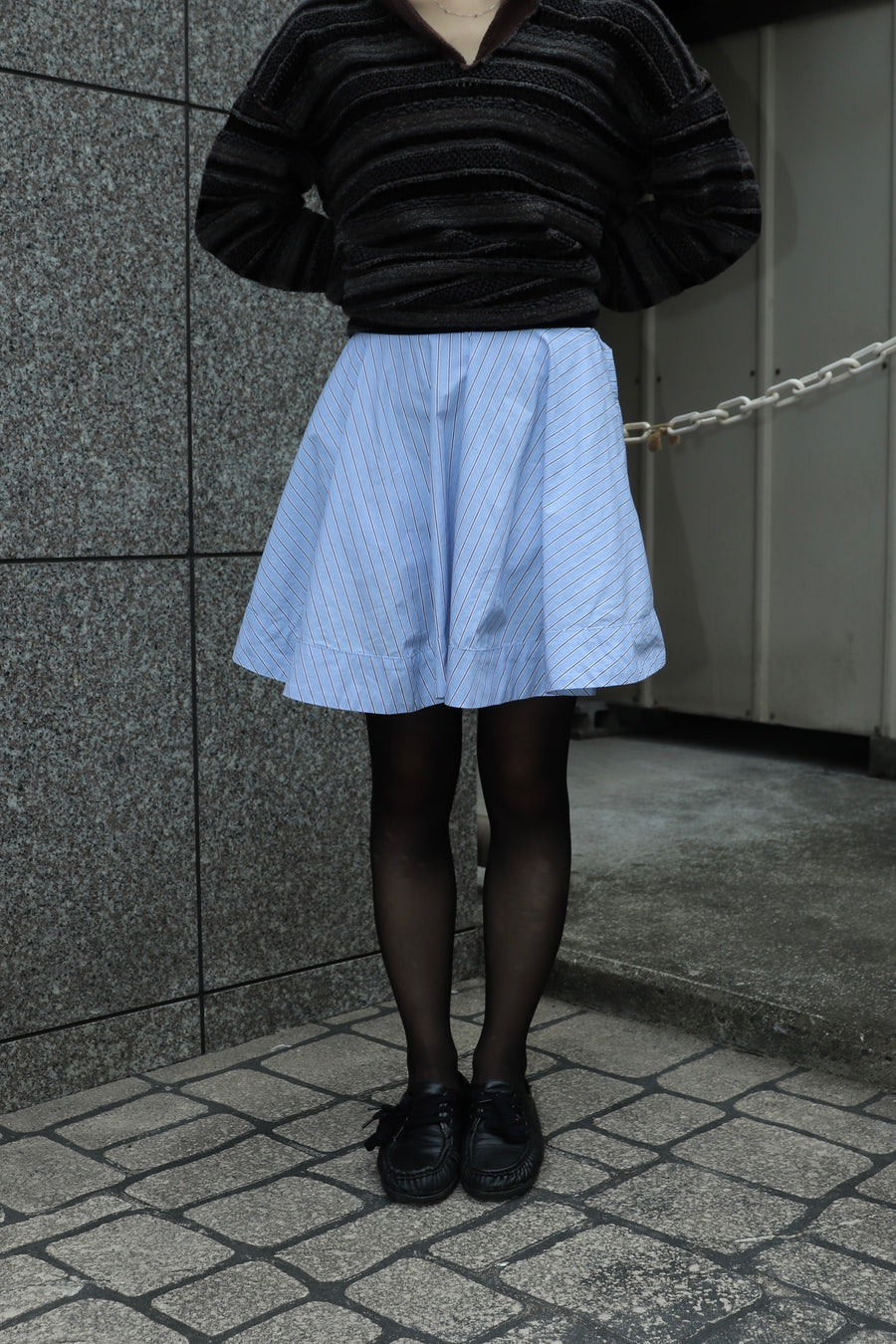 GANNI  Stripe Cotton Mini Circle Skirt