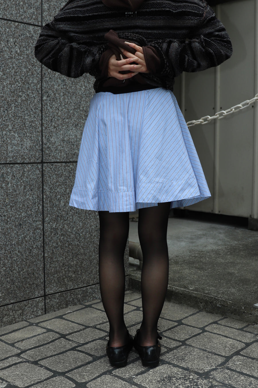 GANNI  Stripe Cotton Mini Circle Skirt
