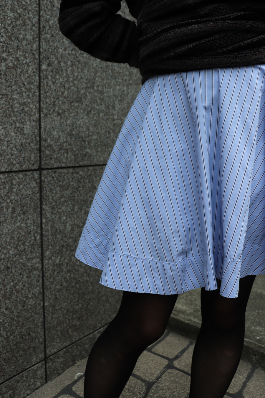 GANNI  Stripe Cotton Mini Circle Skirt