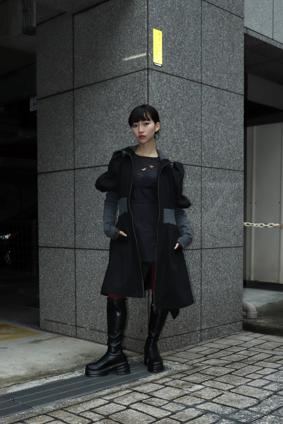 SHIORI MIKATA  tight fit rib coat