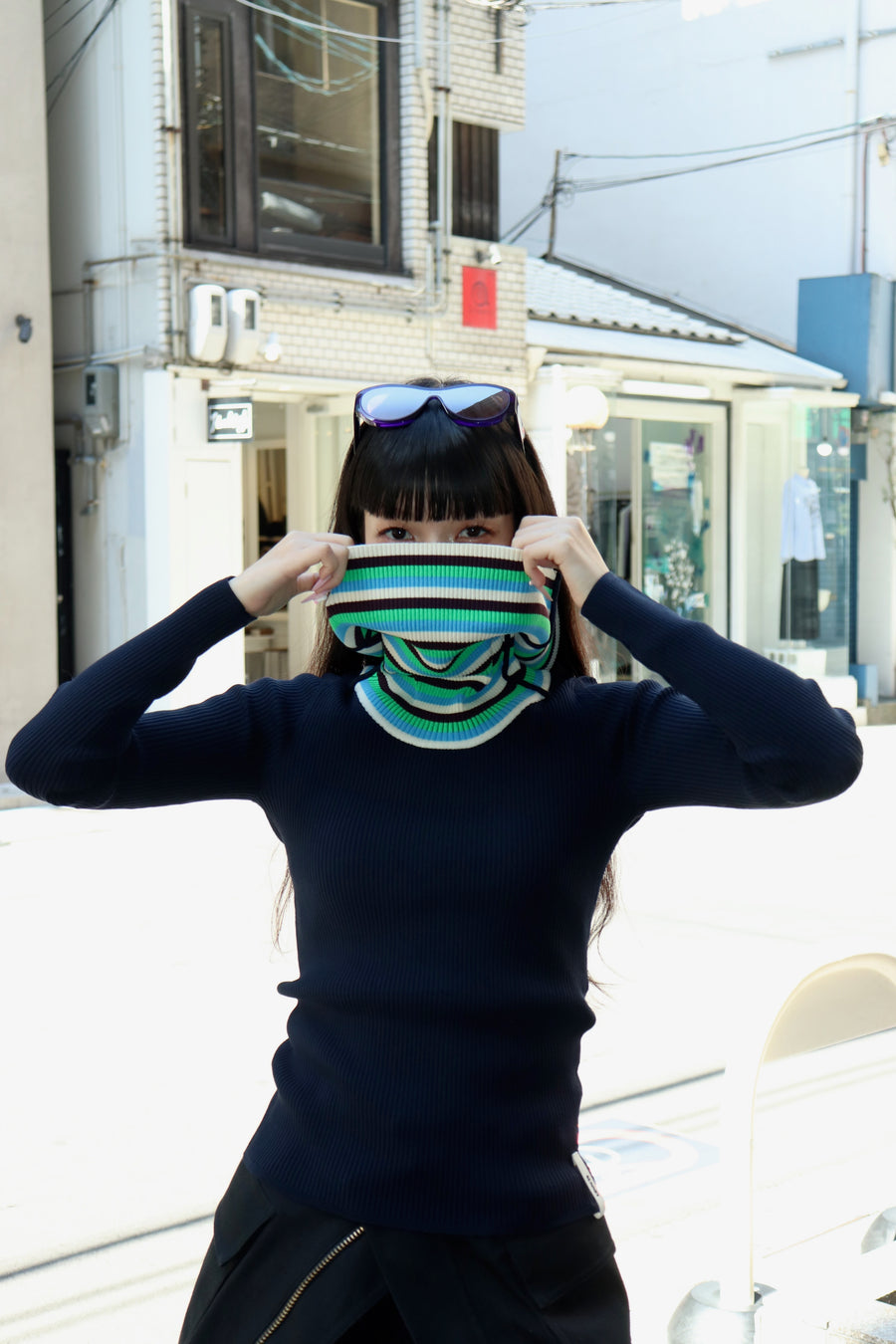 SUNNEI  FOLDED TOP(DARK BLUE)