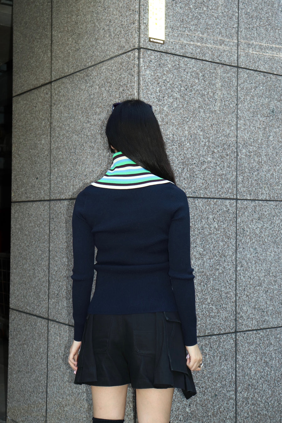 SUNNEI  FOLDED TOP(DARK BLUE)