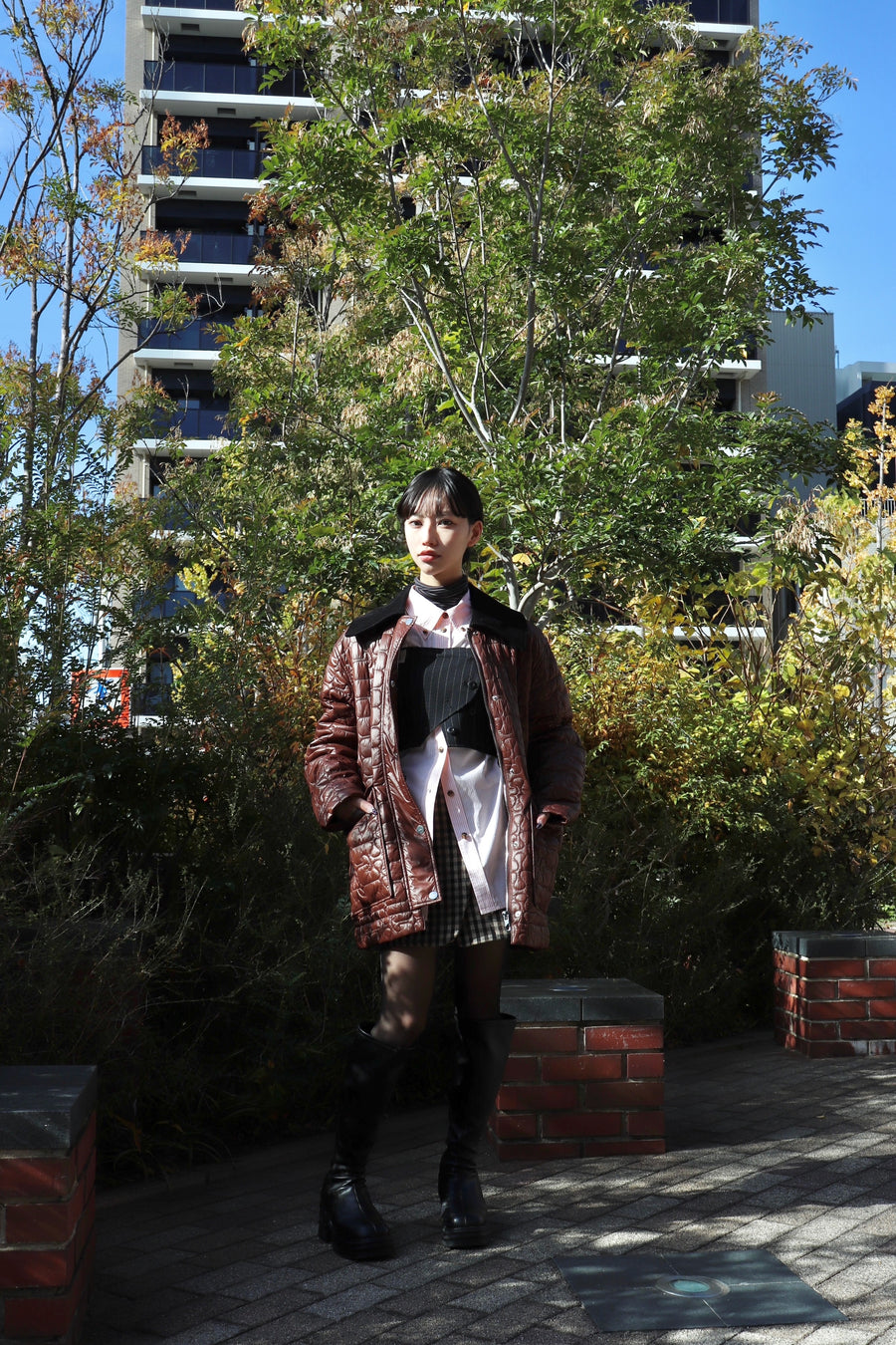 GANNI  Check Wool Mix Skirt