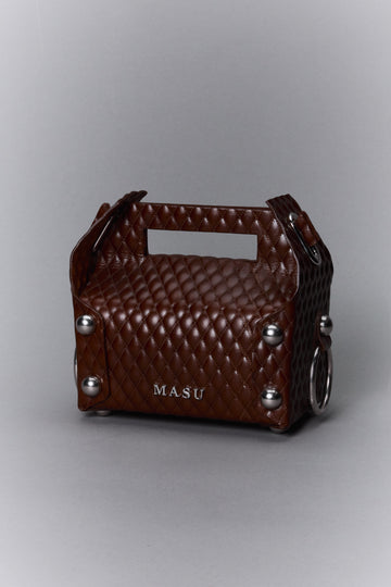 MASU  LEATHER CAKE BAG(BROWN)