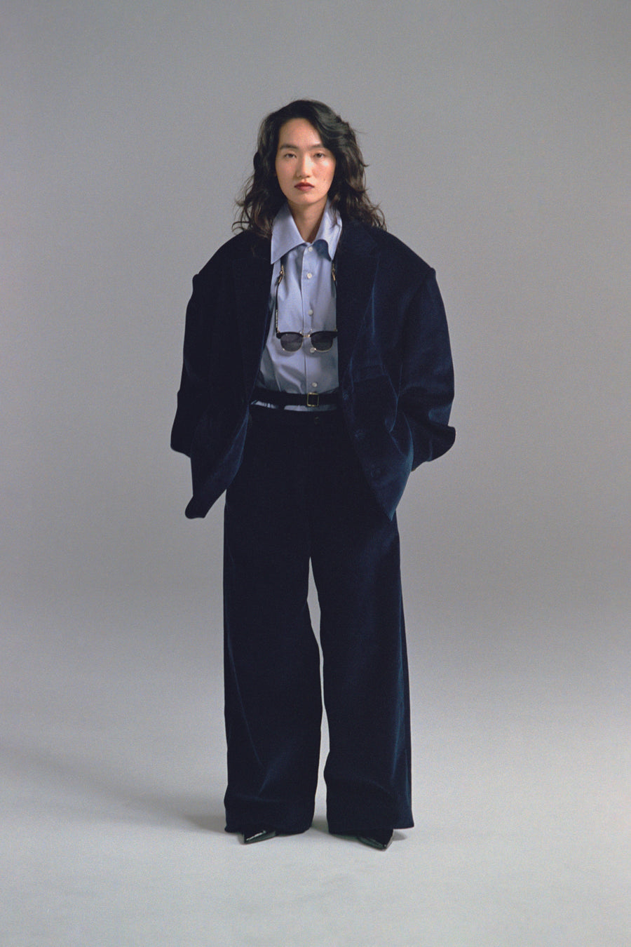 SOSHIOTSUKI  DOUBLE BELTLOOP CORDUROY PANTS(NAVY)