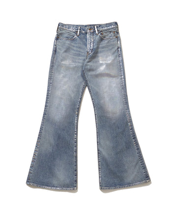 SUGARHILL  FOILED DENIM TROUSERS FLARED CUT(INDIGO)