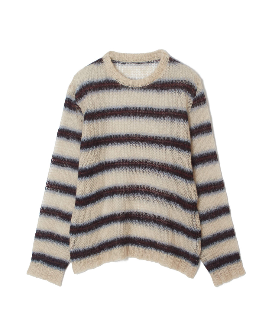 SUGARHILL  MOHAIR STRIPE PULLOVER(WINE STRIPE)