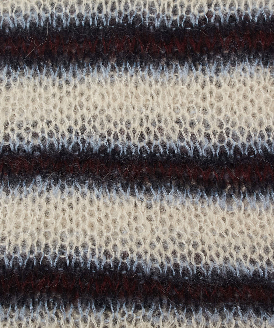 SUGARHILL  MOHAIR STRIPE PULLOVER(WINE STRIPE)