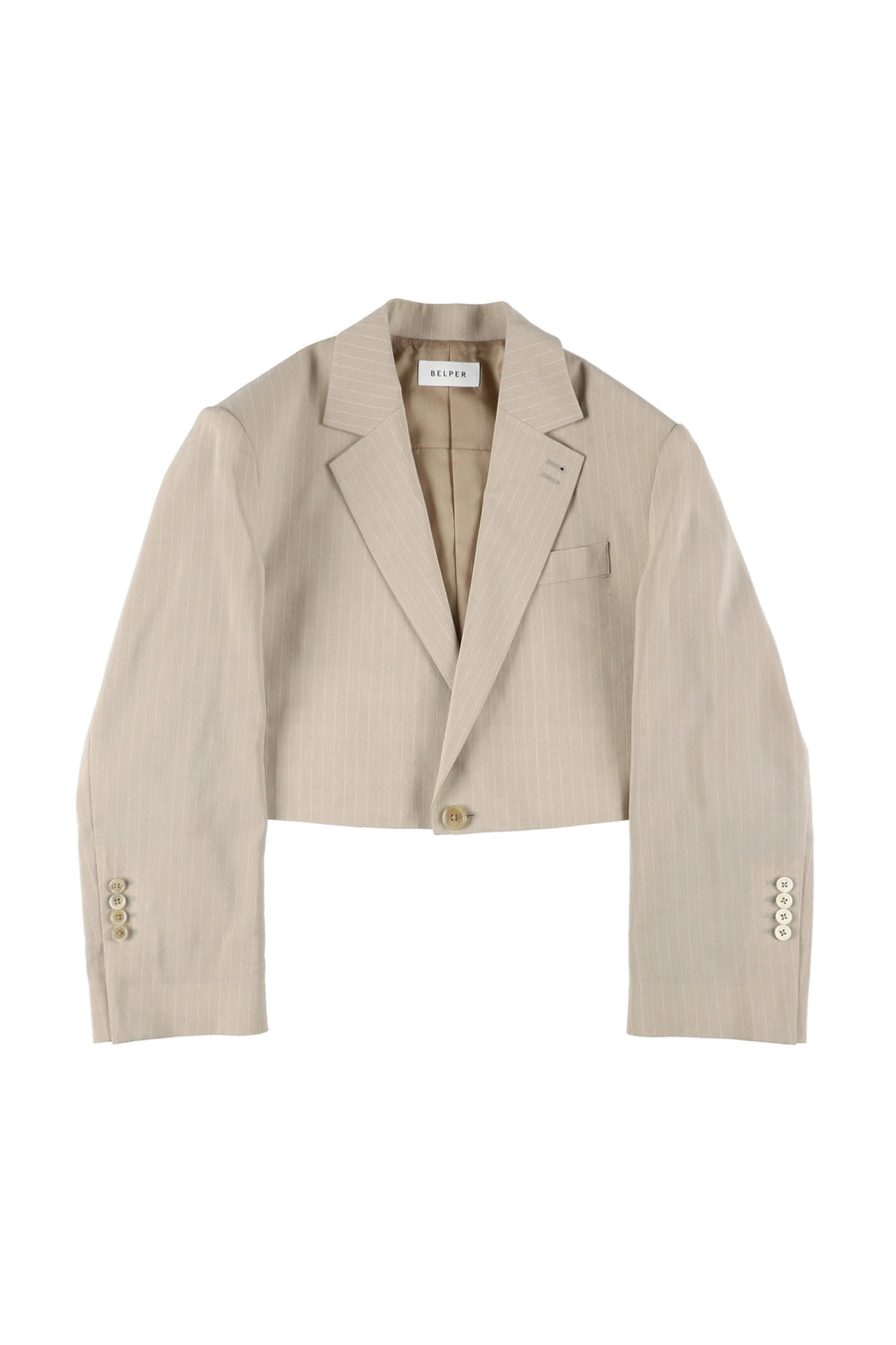 【25ss先行予約】BELPER  2025ss STRIPE SINGLE SHORT JACKET(BEIGE) ※2月入荷予定予約品