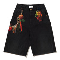 doublet(ダブレット)のVEGETABLE EMBROIDERY CUT-OFF PANTS BLACKの