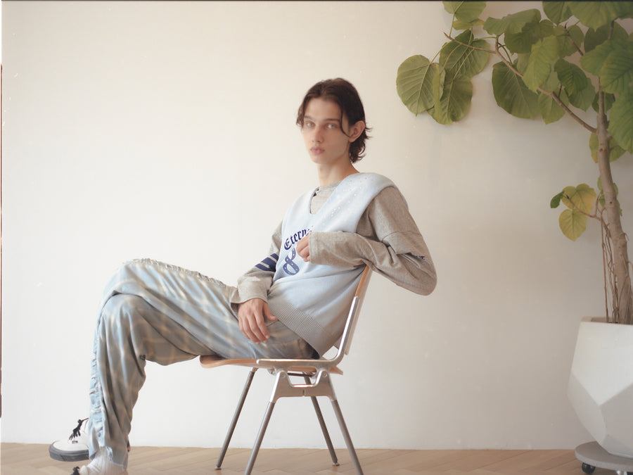 【40%OFF】 Taiga Igari  Gaather Plaid Pants(SKY BLUE)