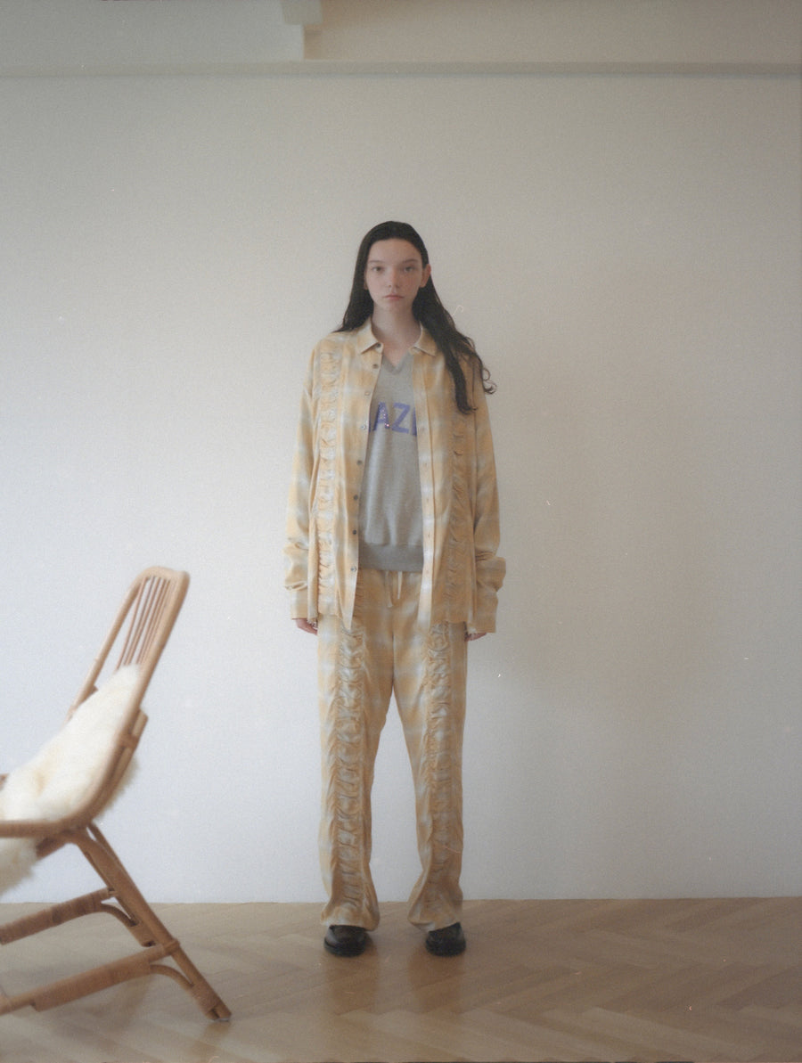 【40%OFF】Taiga Igari  Gaather Plaid Pants(YELLOW)