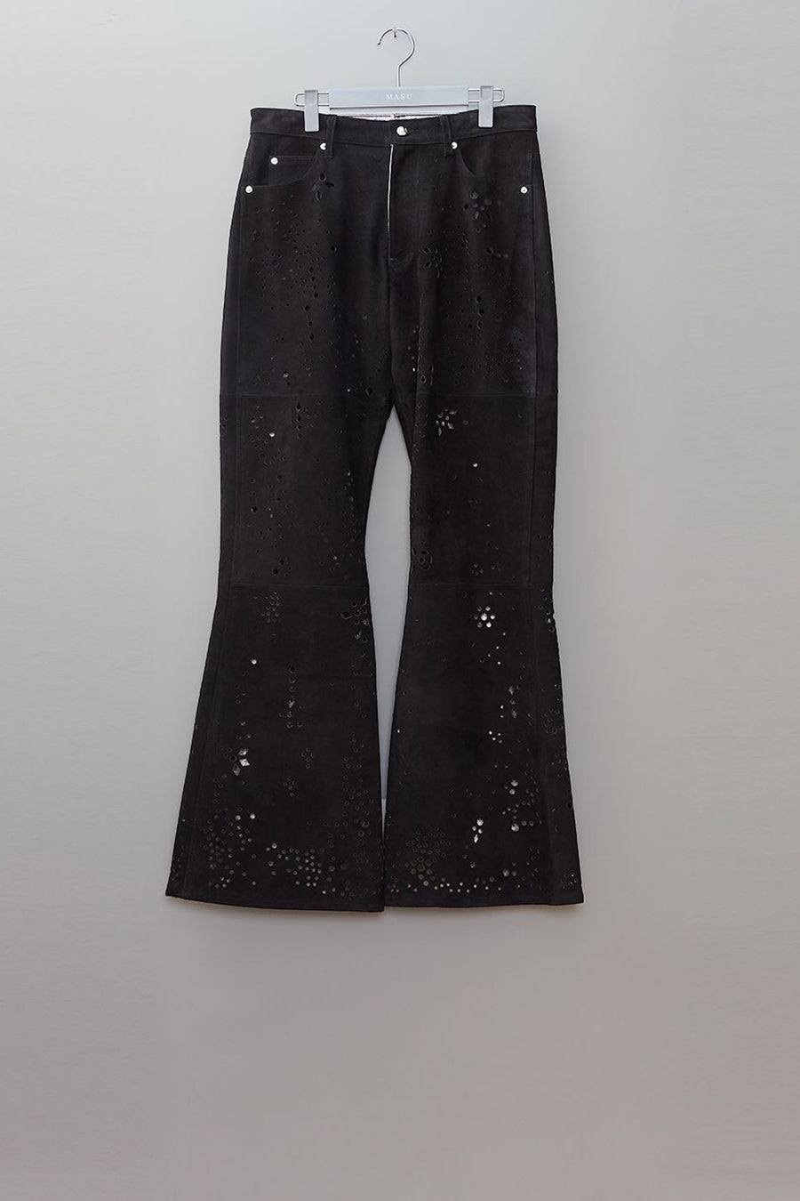 MASU's Galaxy-Cut Leather Flare Pants Black mail order | Palette 
