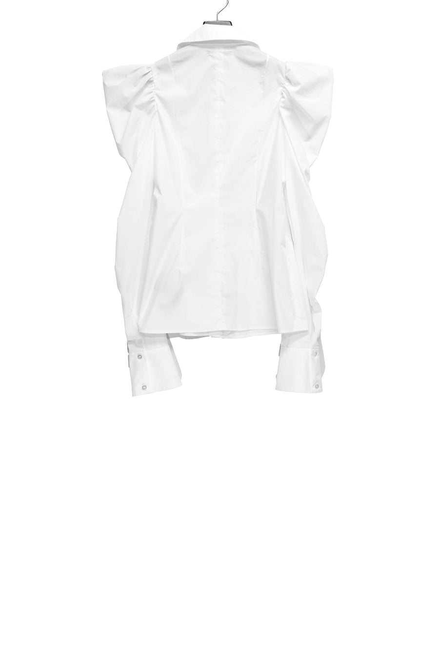 SHIORI MIKATA  square cut puff-sleeve shirts(WHITE)
