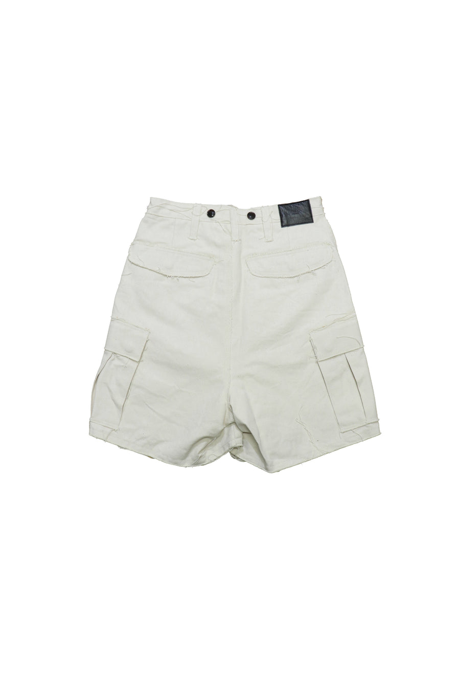 SUGARHILL  RAW-EDGE CANVAS CARGO SHORTS(IVORY WHITE)