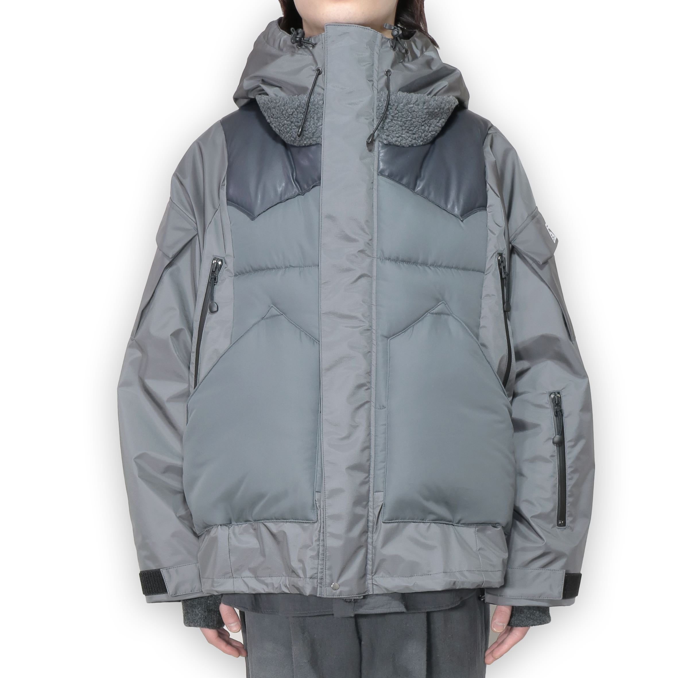 elvence DEUV　ソデツキケープムジ　ライトグレー限定カラー　未使用 elephant TRIBAL fabrics(エレファントトライバルファブリックス)の