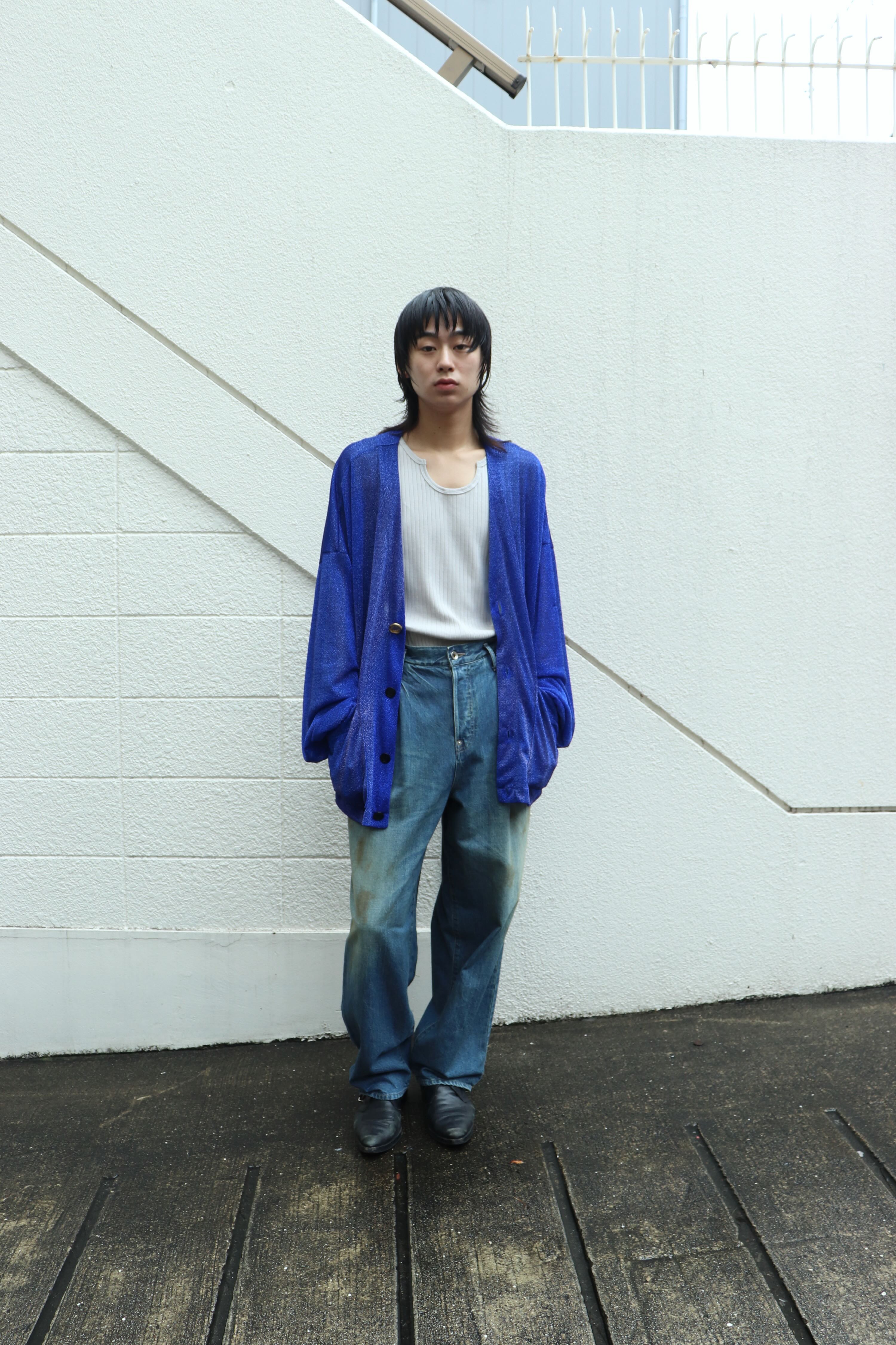 SHINYAKOZUKA(シンヤコヅカ)のMASSIVE CARDI METALLIC BLUE(ニット)の 