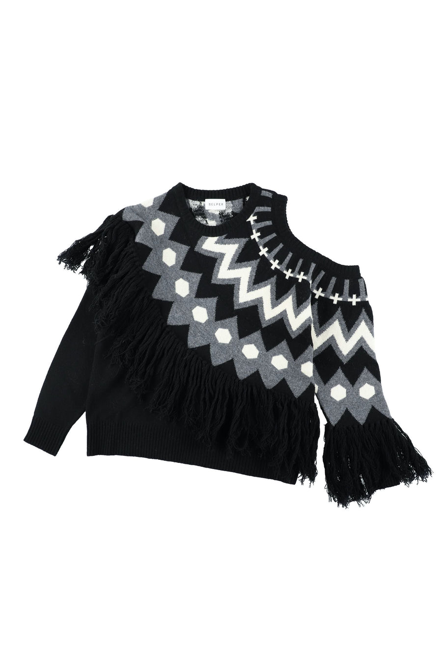 BELPER  FRINGE KNIT TOP(BLACK)