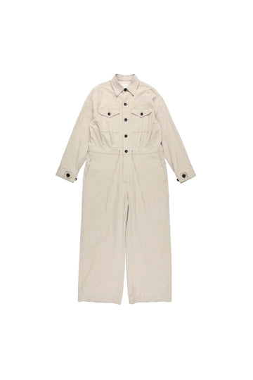 【24aw先行予約】BELPER 2024aw WASHED LINEN JUMP SUIT(BEIGE) ※8月入荷予定予約品（4月20日 23:59 締め切り）
