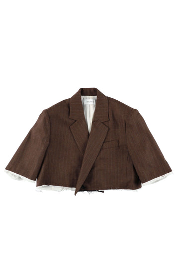 【24aw先行予約】BELPER 2024aw DOUBLE BREASTED SHORT JACKET(BROWN) ※8月入荷予定予約品（4月20日 23:59 締め切り）