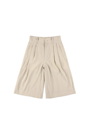 【25ss先行予約】BELPER  2025ss STRIPE TUCKED SHORT PANTS(BEIGE) ※2月入荷予定予約品