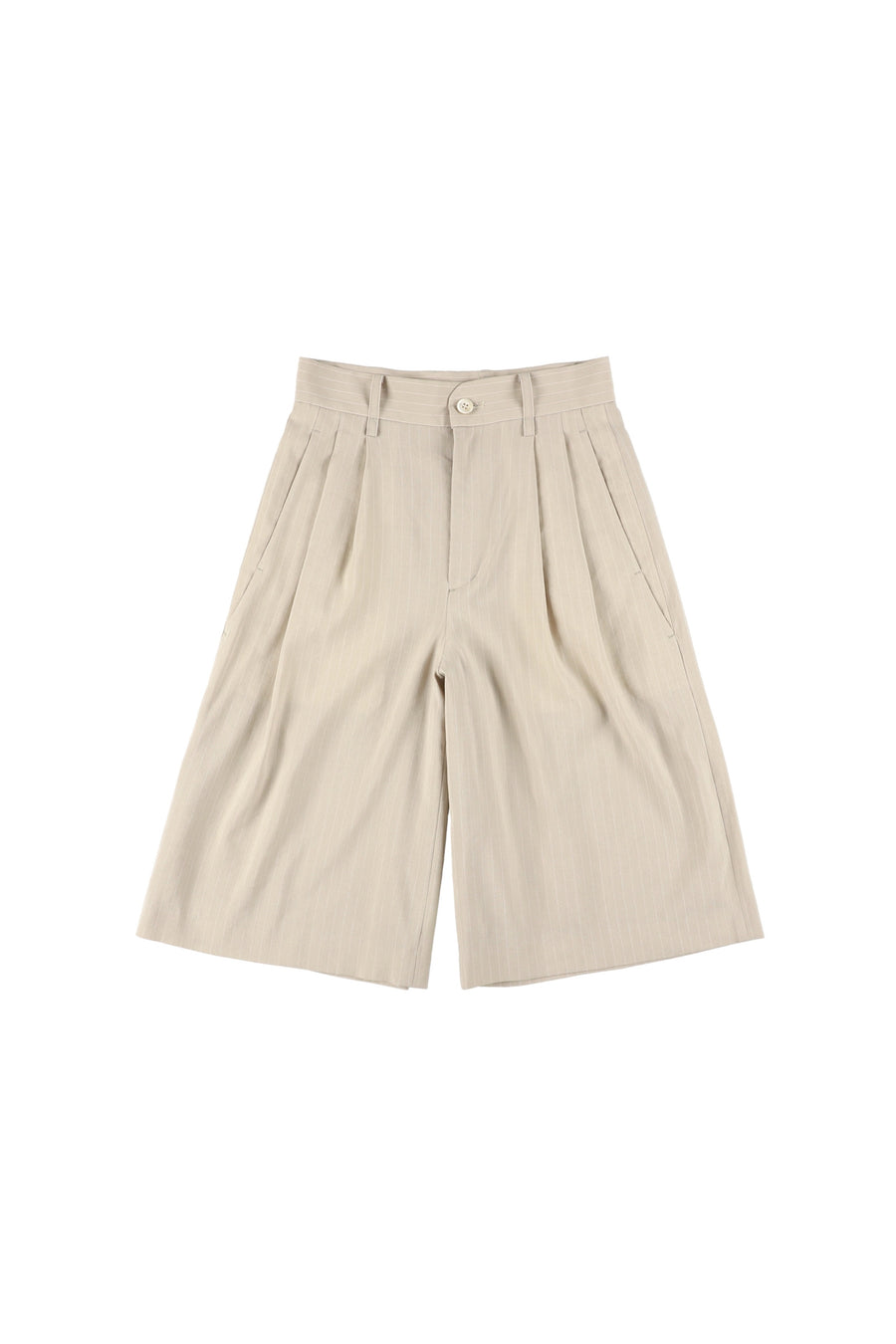 【25ss先行予約】BELPER  2025ss STRIPE TUCKED SHORT PANTS(BEIGE) ※2月入荷予定予約品