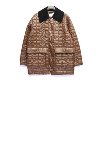 GANNI  Shiny Quilt Midi Jacket(CHICORYCOFFEE)