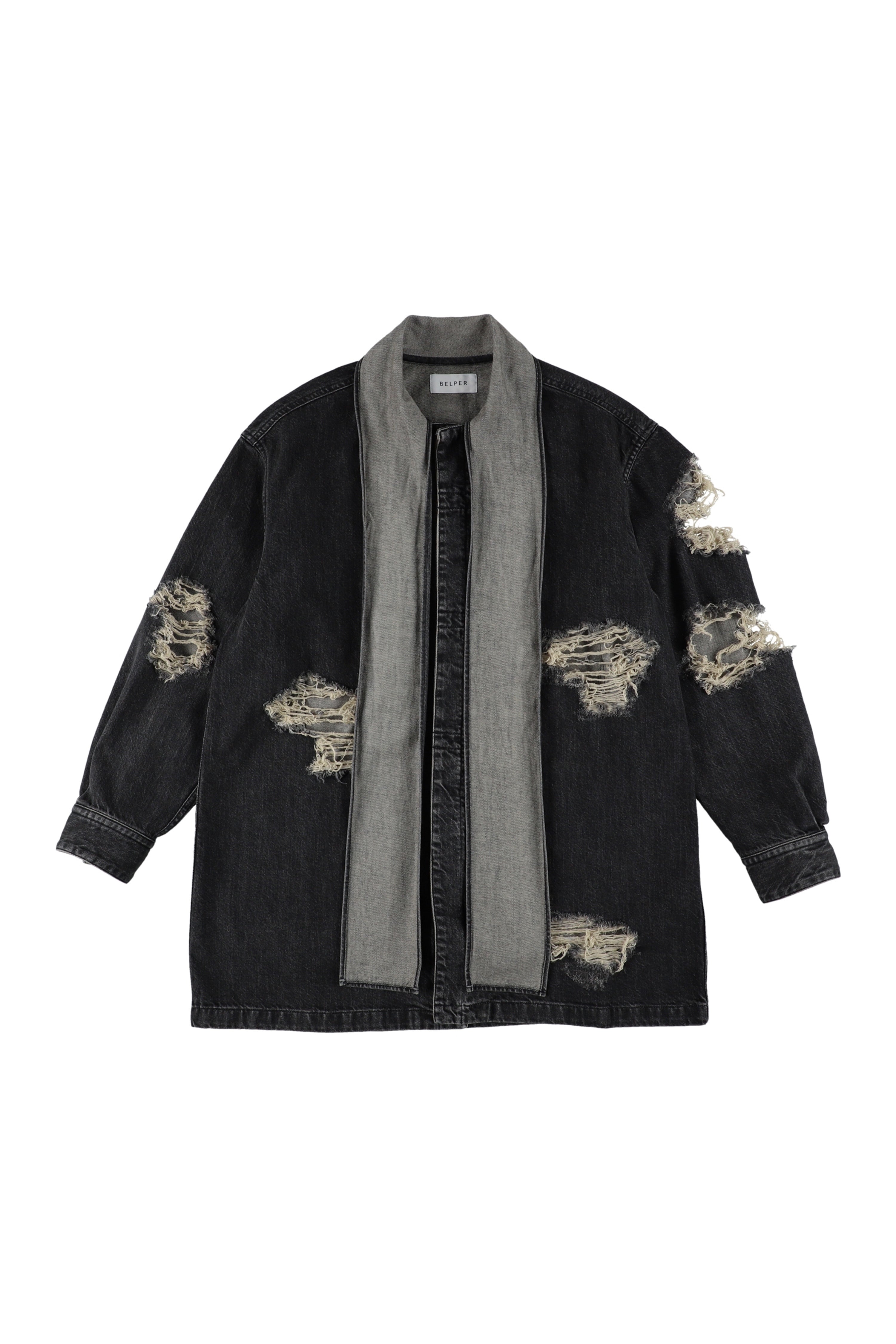 トップス BELPER DENIM BOWTIE BLOUSE (BLACK) BELPER(ベルパー)のDENIM BOWTIE BLOUSE BLACK(トップス)の通販