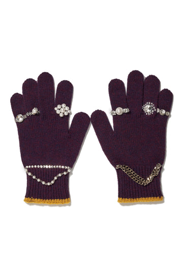 doublet  KNIT GLOVES WITH RINGS(PURPLE)