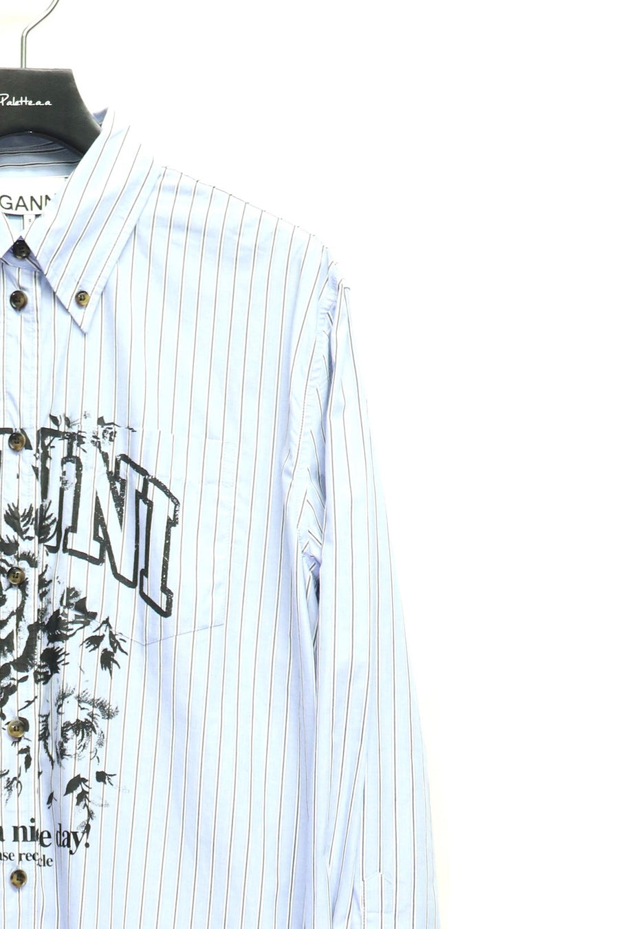 GANNI  Stripe Cotton Oversized Shirt(Lavender Lustre)