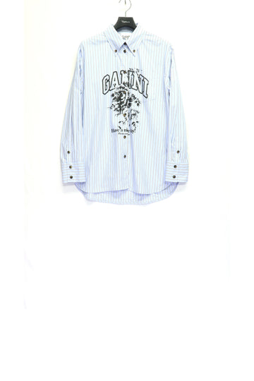 GANNI  Stripe Cotton Oversized Shirt(Lavender Lustre)