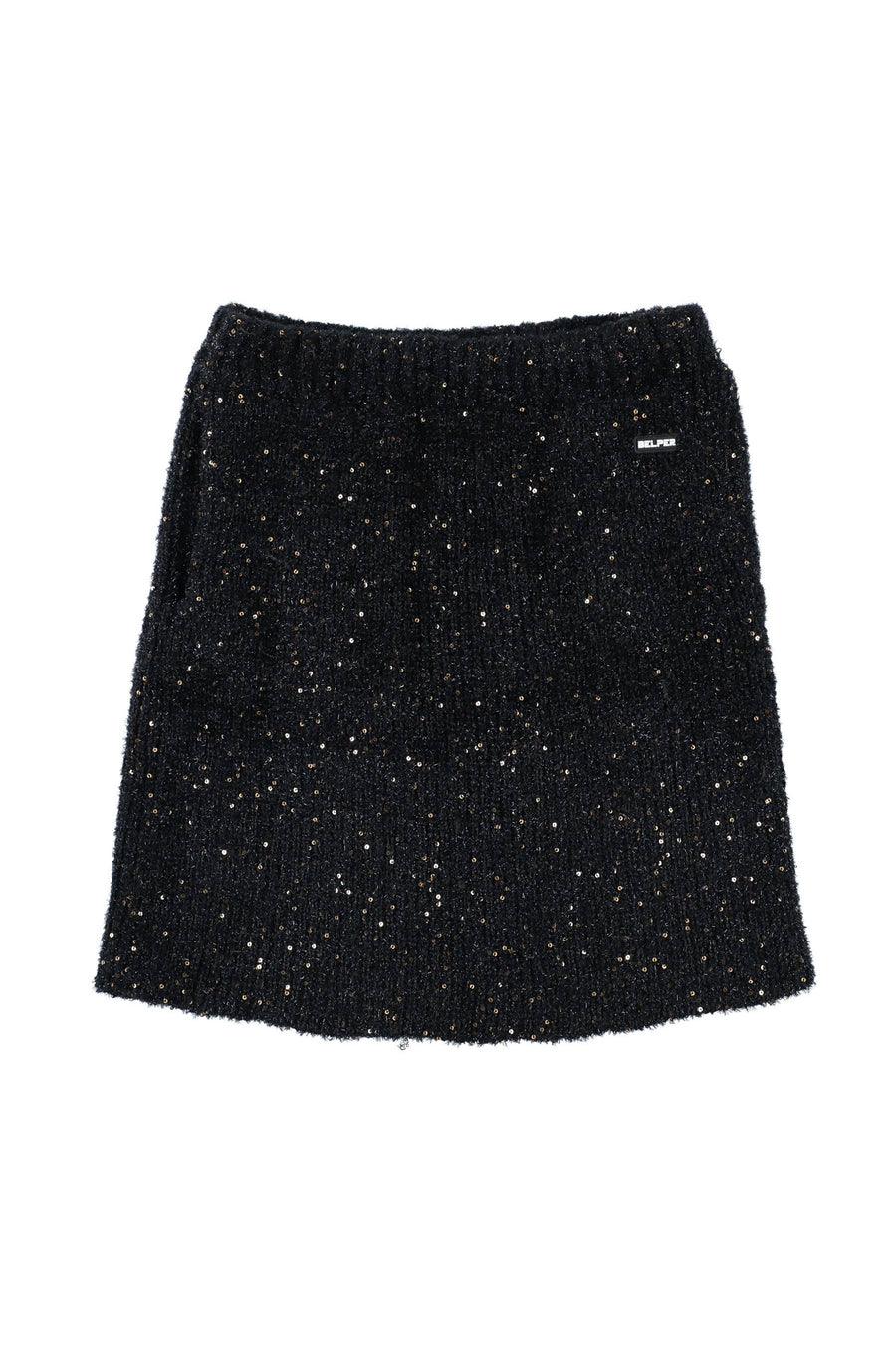 BELPER  SPANGLE KNIT SKIRT(BLACK)