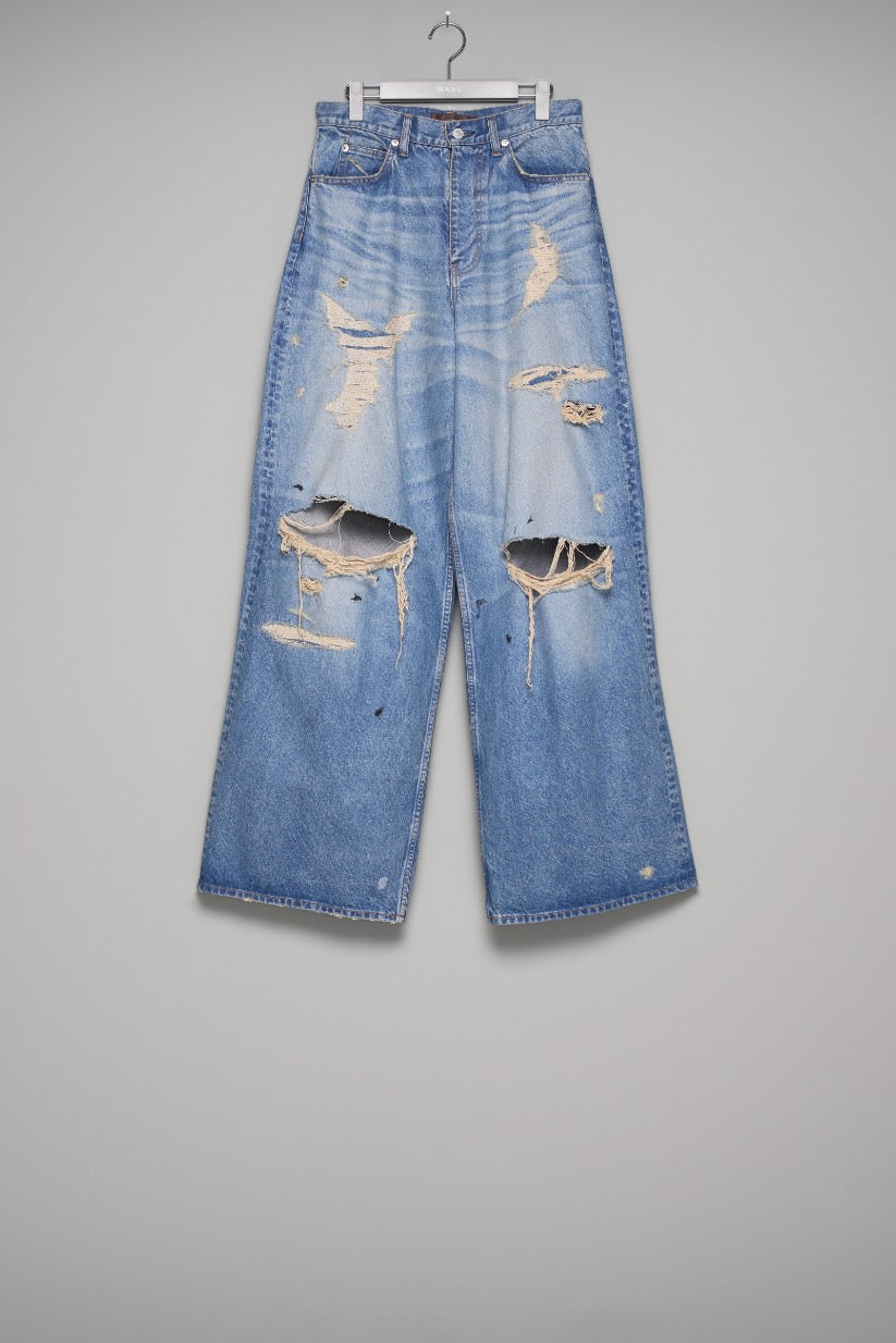 MASU(エムエーエスユー)のMB BAGGY JEANS ANGEL DAMAGE INDIGOの通販
