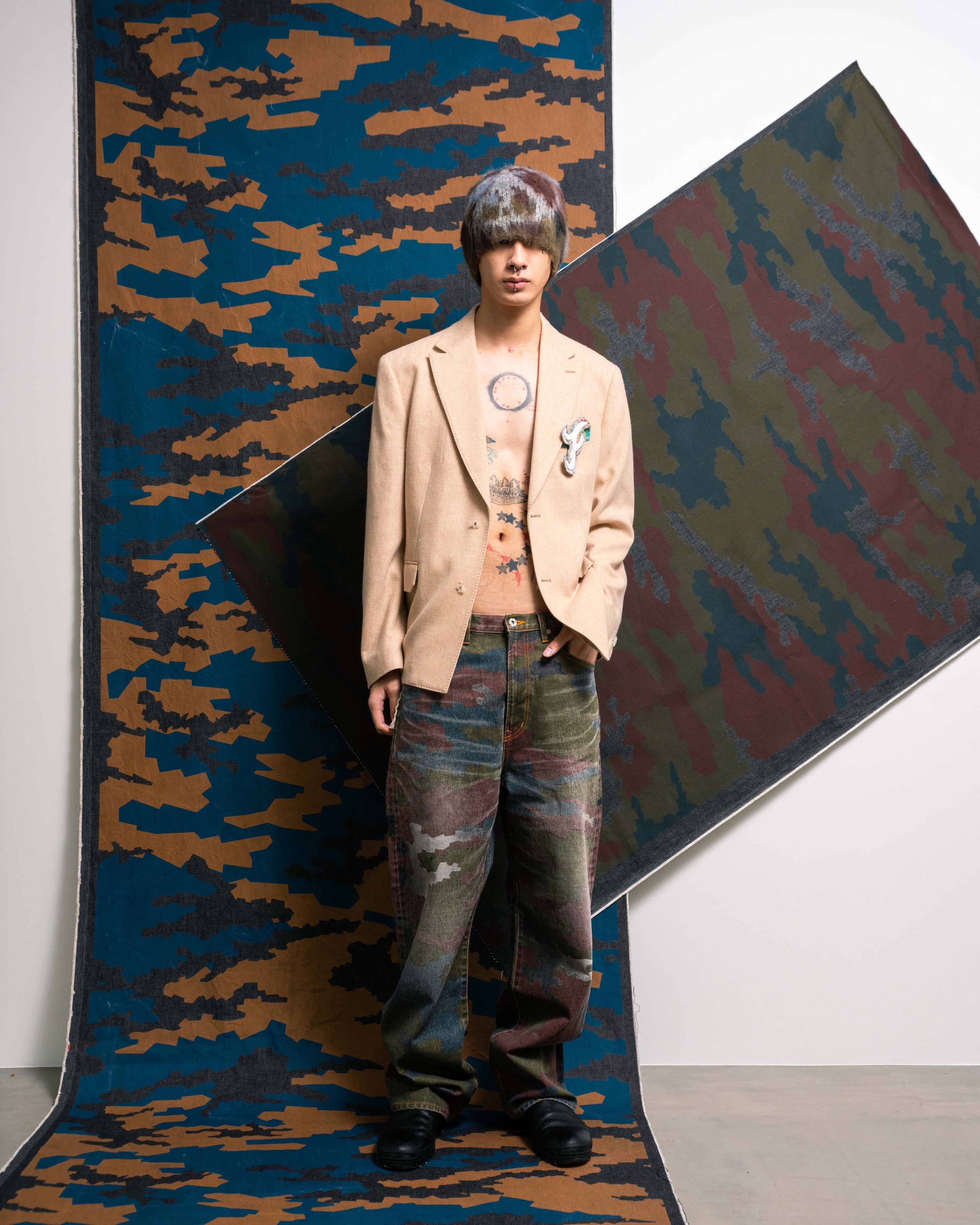 FAF(エフエーエフ)のCAMO AGED DENIM PANTS GERMAN CAMOの通販 