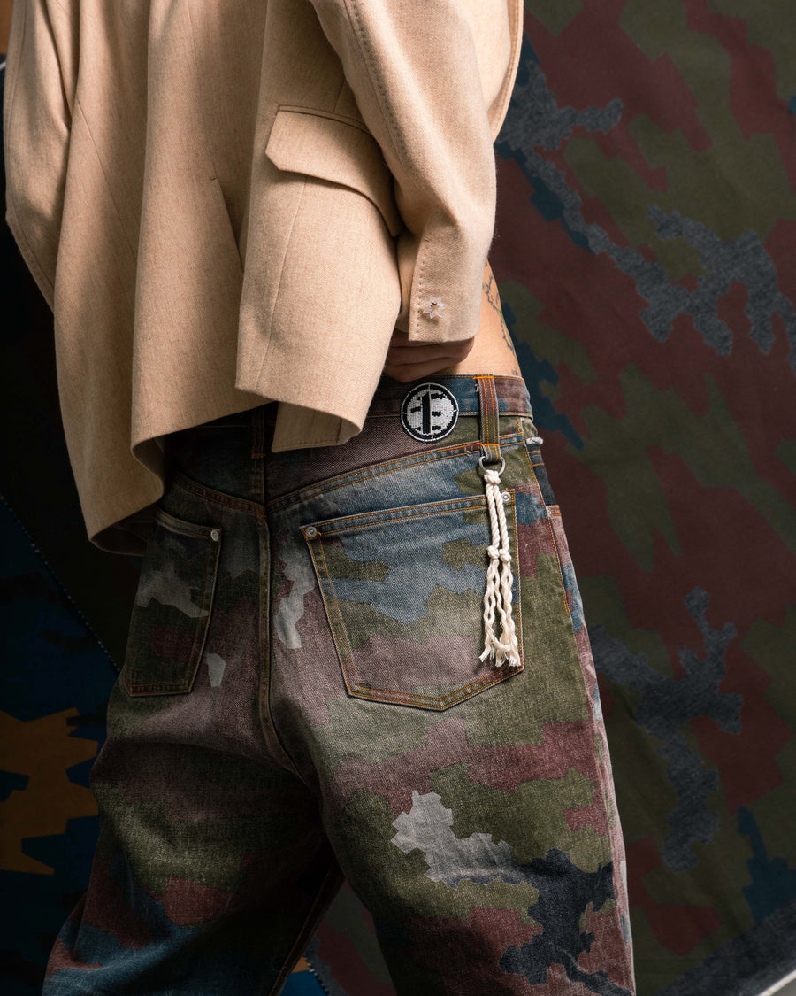 FAF  CAMO AGED DENIM PANTS(GERMAN CAMO)