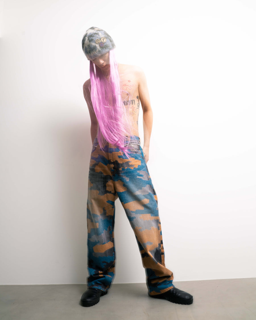 FAF  CAMO AGED DENIM PANTS(NIGHT CAMO)