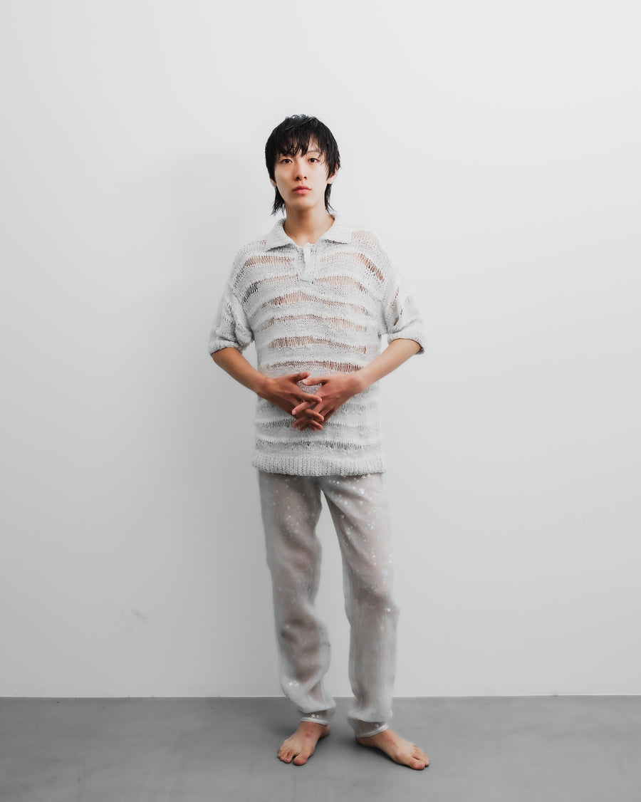 fluss × P.A.A.  Sheer hand knit polo