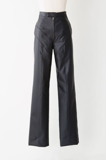 FETICO  FAUX-LEATHER HIGH RISE TROUSERS