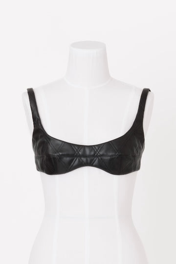 FETICO  FAUX-LEATHER QUILTED BRA