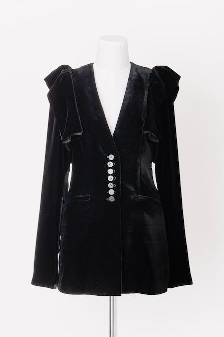 FETICO  VELVET FRILL SHOULDER JACKET