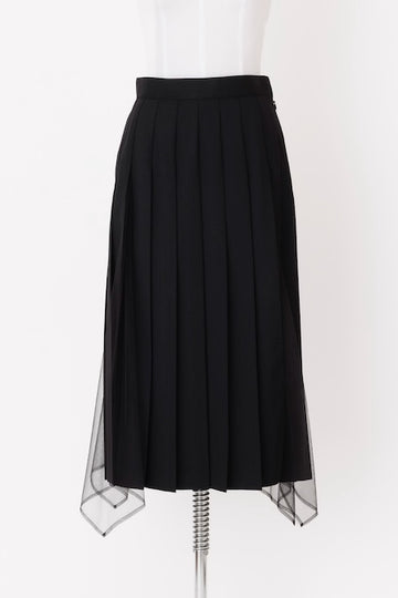 FETICO  WOOL & TULLE COMBINED PLEATED SKIRT