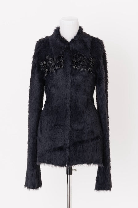 FETICO(フェティコ)のFUR KNIT BEAD EMBROIDERED JACKETの通販