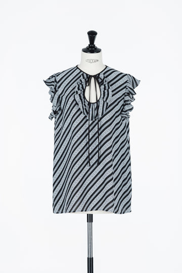 FETICO  Lace jaquard stripe top