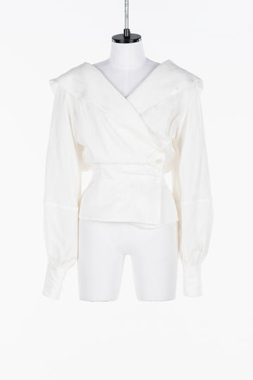 FETICO  ROSE jaquard stripe sailor collar blouse(OFF WHITE)