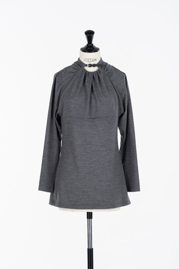 FETICO  Wool gathered long sleeve top(GRAY)