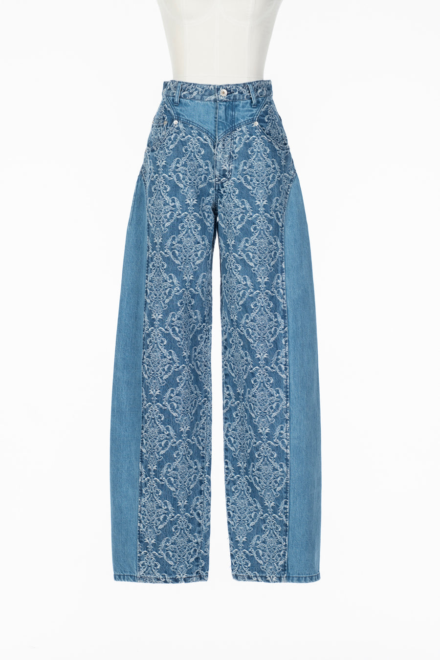 FETICO(フェティコ)のDAMASK-JACQUARD DENIM CURVE-FIT HIGH-RISE