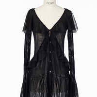 FETICO(フェティコ)のLACE KNIT LONGLINE CARDIGAN BLACKの通販
